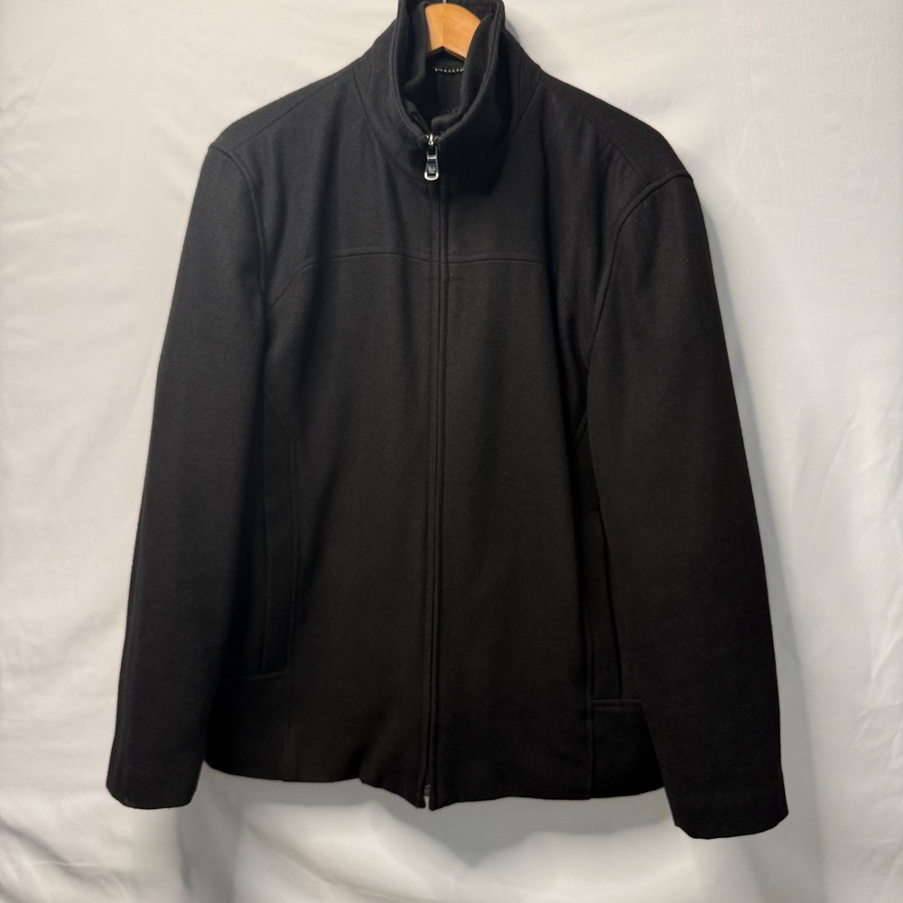 Calvin Klein Mens Medium Black Wool Blend Bib Jacket Classic Minimalist Quilted